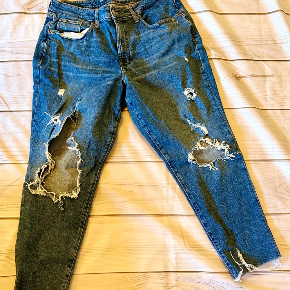 Old Navy High Rise Curvy OG Straight Ripped Blue Jeans